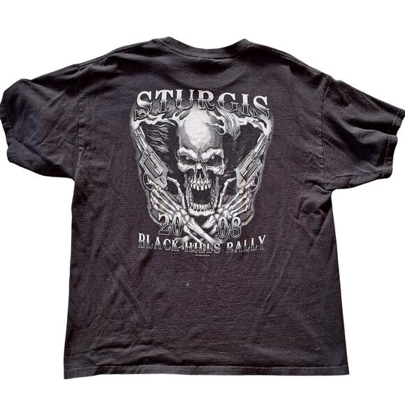 Sturgis vintage Y2K motorcycle rally graphic print flaming skulls back and front - Picture 1 of 5